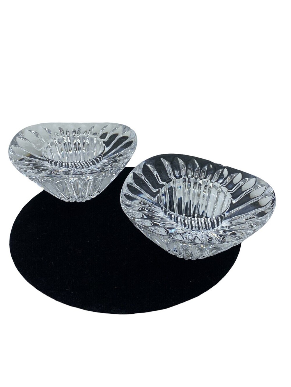 Faberge Imperial Soleil Oblong Votives Set of 2 Clear Crystal As Is